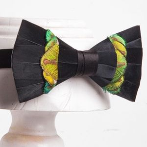 NEW luxury Real Feather Bow Tie Grooms gift
